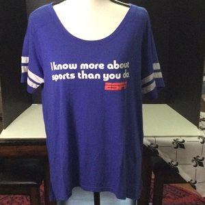 Blue Short Sleeved Crew Neck Tee ESPN I Know More About Sports Than You Do Sz XL